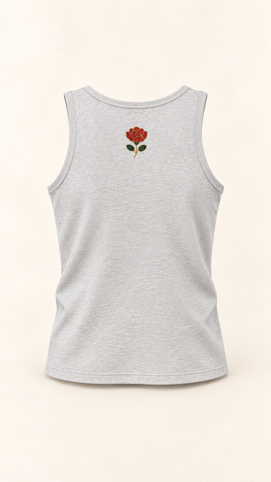 Débardeur femme Rosaïca - Rose brodée dos 180 GSM